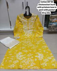 Kurti de Algodón Puro con Bordado Chikankari de Verano para Oficina, Kurtis con Bordado Chikankari Indio, Fabricante Mayorista - Product Image 4