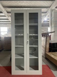 Armoire de classement de bureau en acier thermolaqué, mobilier de rangement métallique, avec serrure à clés et porte vitrée - Product Image 6