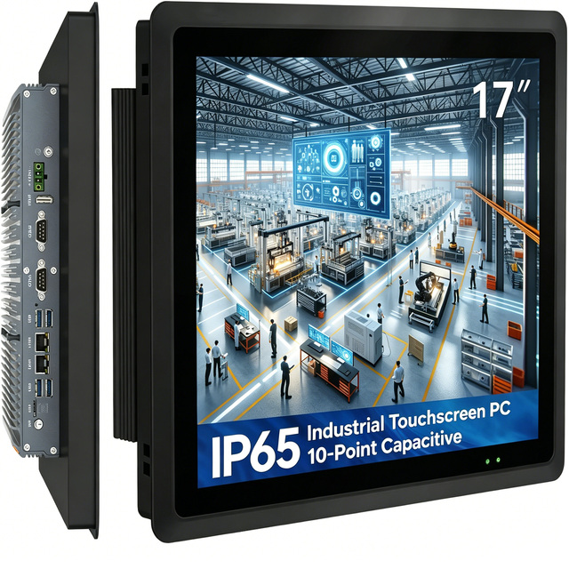 17" IP65 Fanless Industrial Panel PC, Win11 Pro Capacitive Touch All-in-One, /COM/LAN/USB/GPIO, for Automation & Kiosk Use