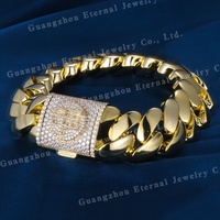 Personnalisé 24mm Largeur S925 Argent Sterling Rose Plaqué Or VVS Moissanite Diamant Serrure Miami Chaîne À Maillons Cubains Bracelet