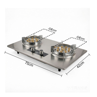 Table de cuisson à gaz encastrable RAF R.8073, deux brûleurs, 5KW, allumage automatique, minuterie intelligente, panneau en verre inoxydable, protection anti-extinction de flamme pour la cuisson quotidienne