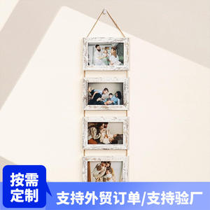 Collection de cadres photo artisanaux de style rétro campagnard <span class=keywords><strong>Collage</strong></span> suspendu vertical à trois cadres en bois et fer - Product Image 6