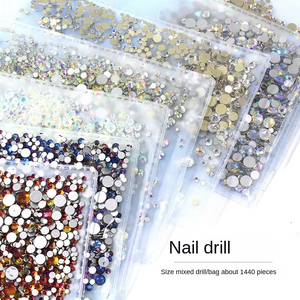 Pegatina para decoración de uñas de diamantes AB de colores mezclados, blanco, transparente, fondo plano, diamantes de imitación, joyería, Material de vidrio 3D para ropa de zapatos - Product Image 2
