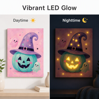 Halloween Bedruckte LED-Leinwand-Wanddekoration: Entzückende Kürbis-Hexenhut-Geister-Kunstwerke als Weihnachtsgeschenk und Innenraum-Wanddekoration