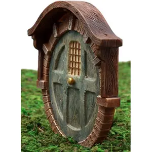 Fairy Garden Miniature Hobbit Dwarf Gnome Vault Dome Brick House Door Figurine 4"H