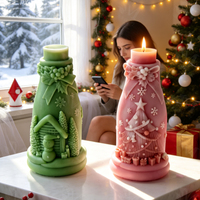 Bougie parfumée artisanale en cire de soja N-231 en forme de bonhomme de neige, bouteille de vin, arbre de Noël, décoration d'intérieur