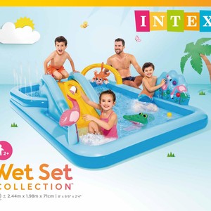 <span class=keywords><strong>Piscine</strong></span> gonflable <span class=keywords><strong>Intex</strong></span> 57161 en forme de crocodile avec <span class=keywords><strong>toboggan</strong></span> et jet d'eau pour enfants, utilisation estivale, natation/baignade, 244 cm x 198 cm x 71 cm - Product Image 2