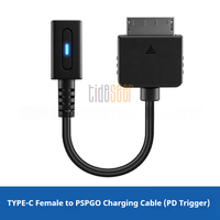 Câble de charge haute vitesse Tideseer PD Type-C femelle vers PSPGO, matériau PVC, noir, 10 cm, pratique pour les joueurs de jeux vidéo