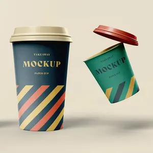 可生物降解生态麦秸一次性定制纸咖啡咖啡厅设计饮料杯去杯