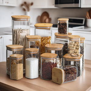 Barattolo in Vetro per Conservazione Alimenti <span class=keywords><strong>con</strong></span> Anello in Silicone Resistente al Freddo, Salvaspazio, Adatto al Frigorifero, Vendita all'Ingrosso - Product Image 1