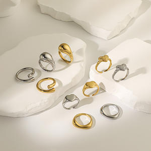 แหวนสแตนเลสสตีลชุบทองทรงเจ้าหญิง ดีไซน์เรโทรเรียบง่ายทันสมัย รูปทรงหยดน้ำระยิบระยับ แสดงออกถึงความรัก - Product Image 5