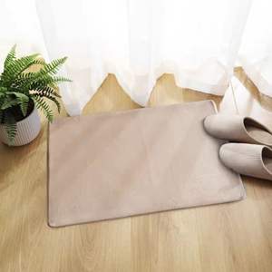 Tapis de bain rectangulaire en polaire corail, couleur unie, absorbant, antidérapant, pour salle de bain, facile d'entretien - Product Image 1