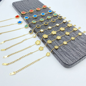 Bracciali <span class=keywords><strong>di</strong></span> Alta Qualità in Acciaio Inossidabile Placcato Oro 18k, <span class=keywords><strong>Gioielli</strong></span> <span class=keywords><strong>di</strong></span> Design <span class=keywords><strong>di</strong></span> Marche Famose, Bracciale a Cinque Petali 9MM 13MM - Product Image 1