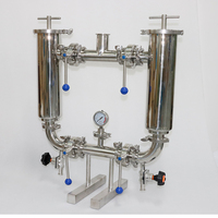 Filtre double en acier inoxydable sanitaire DN50 de qualité alimentaire pour conduite de tuyauterie avec vanne de décharge