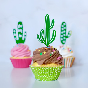 カスタマイズ可能なアクリルサボテンケーキトッパーテーマパーティーユニークなカップケーキケーキ装飾アクセサリー - Product Image 6