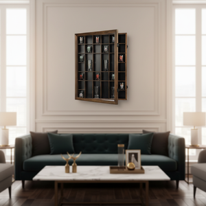 Nouvelle conception : <span class=keywords><strong>Vitrine</strong></span> multi-emplacements verrouillable en bois de noyer, idéale <span class=keywords><strong>pour</strong></span> bar à domicile, spiritueux et objets de collection - Product Image 3