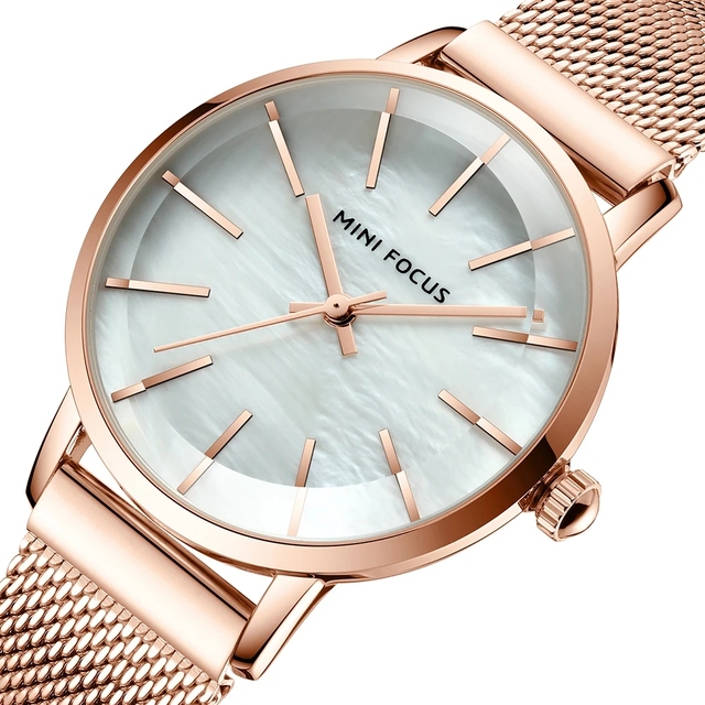 Mini Focus MF0257L Steel Mesh Belt Quartz Clock Dress Fashion Simple Watch Women's Lady Waterproof Analog Watches Relogio