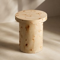 Table basse moderne en bois ronde pour petits espaces, tables d'appoint pour salon et bureau, table d'appoint tambour en bois naturel