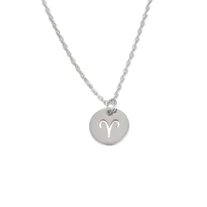 Collana con Ciondolo Personalizzato in Acciaio Inossidabile, Impermeabile, con Piccolo Disco Segno <span class=keywords><strong>Zodiacale</strong></span> (12 Costellazioni), per Donna, Ideale per Matrimoni - Product Image 1