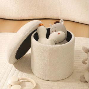 Mushroom Shaped <b>Storage</b> <b>Stool</b> Milky White Home Ottoman Seat <b>With</b> Lid For Living Room Bedroom - Product Image 2