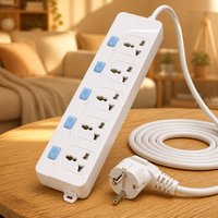 Multiprise 5 prises 10A 2500W en cuivre pur avec interrupteur principal pour appareils électroménagers et fournitures