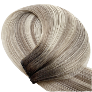 للبيع بالجملة أفضل ملحقات نسيج ريمي الأوروبي المحاذاة للبشرة عذراء مرسومة يدويًا مربوطة يدويًا وصلات خصلات شعر عبقرية واحدة شقراء Balayage - Product Image 3