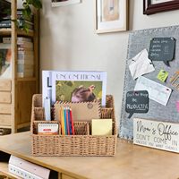 Boîte de rangement de bureau faite à la main, boîte en rotin tressé, idéale pour les fournitures de bureau et l'organisation du bureau