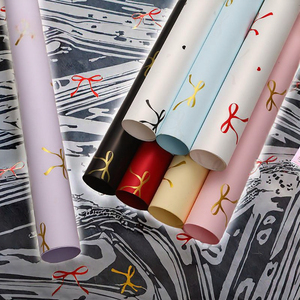 Custom Disposable Gold Bow <b>Pattern</b> Metallized <b>Paper</b> Roll Double-Sided PE Coated 100GSM for Gift Packaging - Product Image 3