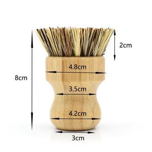 Hot Sale Sisal Fibre <b>Scrub</b> Washing Pot <b>Brush</b> Portable Bamboo Palm Dish <b>Brush</b> for Kitchen - Product Image 4
