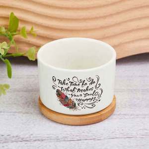 15oz Sublimation White Blanks Custom <b>Ceramic</b> Candle Jars <b>With</b> Bamboo <b>Lid</b> - Product Image 2