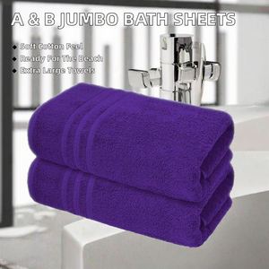 2x Serviettes de bain extra larges - Serviettes de plage 100% coton |   300-499 GSM |   Lot de 2 (violet) - Product Image 2