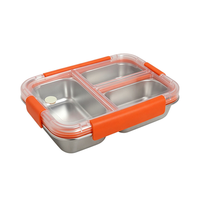 Boîte à bento réutilisable tendance en acier inoxydable 304 à 2 et 3 compartiments, résistante aux odeurs, scellée, pour le stockage de collations et de repas à domicile