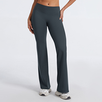 Ensemble de yoga pour femme : Haut de sport sans dos à col halter et col en V, rembourré, à manches longues, séchage rapide, coupe ample, avec soutien-gorge intégré, et pantalon évasé