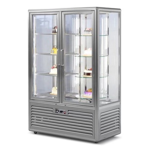Exhibidor Refrigerado Giratorio <span class=keywords><strong>Vertical</strong></span> Comercial de Alta Calidad con Marco Negro para Pastelería y Repostería - Product Image 4