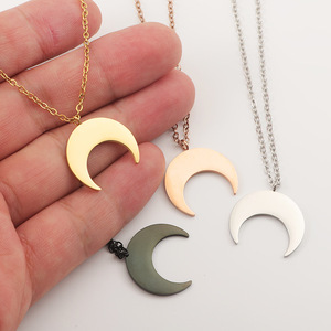 <span class=keywords><strong>Collier</strong></span> Pendentif <span class=keywords><strong>Lune</strong></span> Inversée Minimaliste en Acier Inoxydable STAY SAFE, Gravable, pour Femmes et Couples - Product Image 4