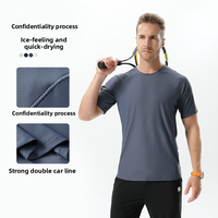 T-shirt de sport OEM pour homme, léger, uni, tricoté, respirant, à séchage rapide, à manches courtes, en maille, idéal pour le fitness