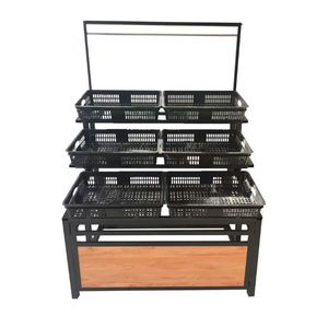 Estantes <span class=keywords><strong>de</strong></span> exhibición <span class=keywords><strong>de</strong></span> metal <span class=keywords><strong>de</strong></span> un solo lado para supermercado para verduras y frutas Estante <span class=keywords><strong>de</strong></span> almacenamiento verde para uso en tienda - Product Image 2