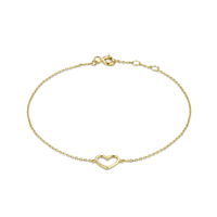 Bracelet pour femmes élégant et tendance en argent sterling 925 plaqué or 18 carats avec breloque en forme de cœur creux
