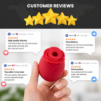 Vibrador de Rosa con Succión, Juguetes Sexuales para Mujer, 100% Impermeable, Silicona Recargable, Vibrador con Forma de Rosa para Clítoris