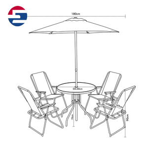 <span class=keywords><strong>Set</strong></span> da Pranzo Pieghevole da Esterno a 6 Pezzi, Piccolo <span class=keywords><strong>Set</strong></span> Tavolo <span class=keywords><strong>e</strong></span> Sedie in Metallo per Giardino, Terrazza, Cortile con Ombrellone - Product Image 6