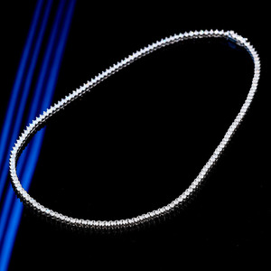 Collar de cadena tipo tenis de plata S925 con moissanita de 3 puntas y 2.5mm, estilo Hip Hop, en oro blanco, para hombre y mujer, joyería fina, con diamantes, unisex. - Product Image 5