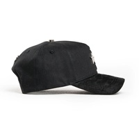 Topi Baseball Gorras Personalisasi Sombrero Barbas 5-Panel Suede dengan Pola Bintang Rhinestone & Huruf Timbul