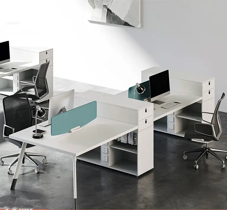 White color Modern l shape manager desk office modern executive desk office furniture for USA market