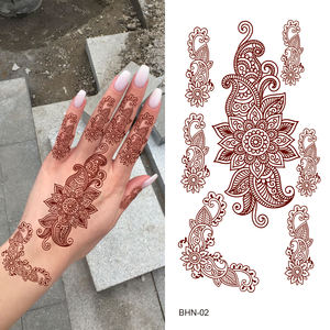 Adesivos de Tatuagem Temporária de <span class=keywords><strong>Henna</strong></span> Marrom Personalizados Padrão de Renda Tatuagens Falsas Flor de Mandala Misteriosa e Sexy Adesivo de <span class=keywords><strong>Henna</strong></span> à Prova d'Água - Product Image 2