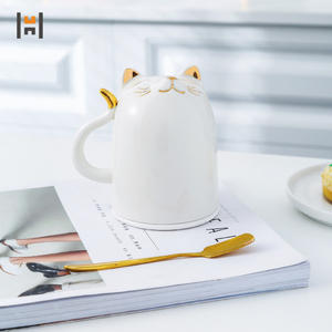 Taza de cerámica de lujo con tapa para gato, taza con cuchara para leche, café y té - Product Image 6