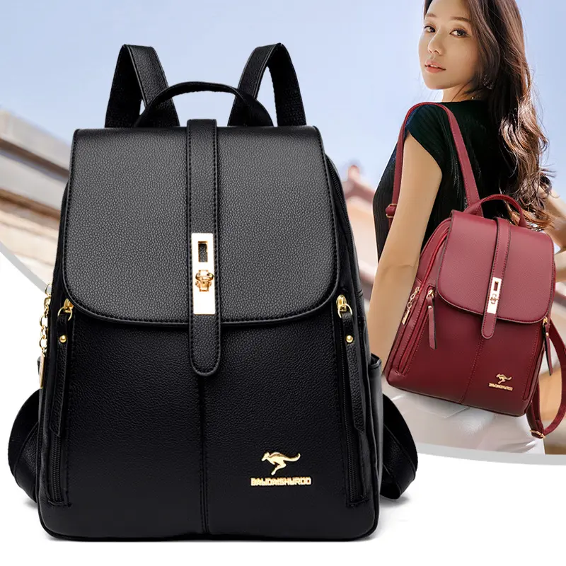 YUNCONG Women Large Capacity Backpack Purses High Quality Leather Female Vintage Bag School Bags Ladies Travel Backpack