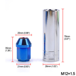 น็อตล้อสแตนเลส M12x1.5 สีฟ้า สำหรับเปลี่ยนซ่อมรถยนต์ - Product Image 4