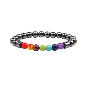 Bracelet Unisexe Élastique en Acier Inoxydable et Agate, Perles 7 Chakras, Tendance, pour Fêtes, Guérison, Yoga, Énergie Spirituelle - Vente en Gros - Product Image 1