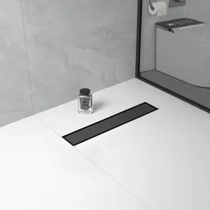 Modisches Design Kunden spezifische Größe Mattschwarzer linearer Dusch ablauf Edelstahl-Boden ablauf