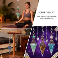 Pendentif pendule en cristal incrusté personnalisé, style européen et américain, cône hexagonal, diamant, yoga, méditation, résine FM